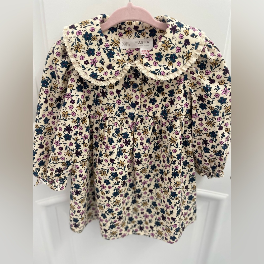 Floral Collared Baby Girl Dress (worn once)